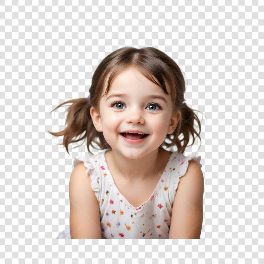Foto Recortada Menina Criança Sorrindo PNG Fundo Transparente