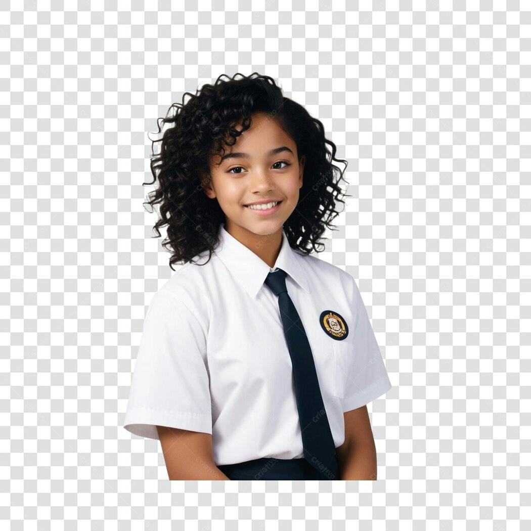 Foto Recortada Menina Estudante Uniforme Escolar PNG Fundo Transparente