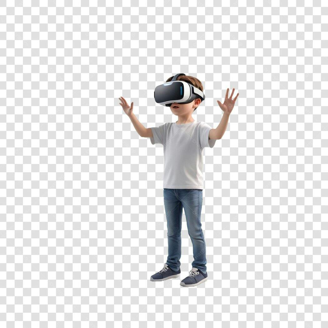 Foto Recortada Menino Óculos Realidade Virtual PNG Fundo Transparente