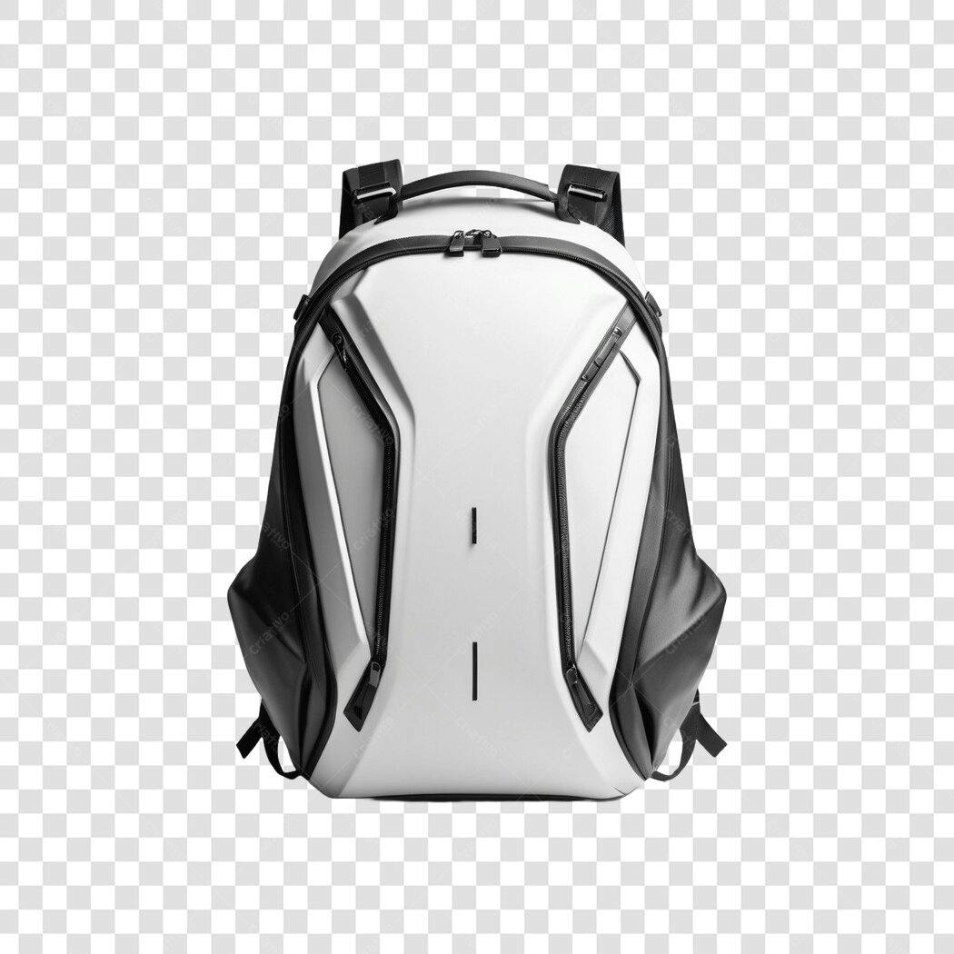 Foto Recortada Mochila Esportiva Moderna Branca Preta PNG Fundo Transparente