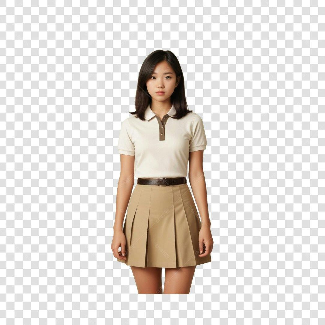 Foto Recortada Mulher Asiática Uniforme Escolar PNG Fundo Transparente