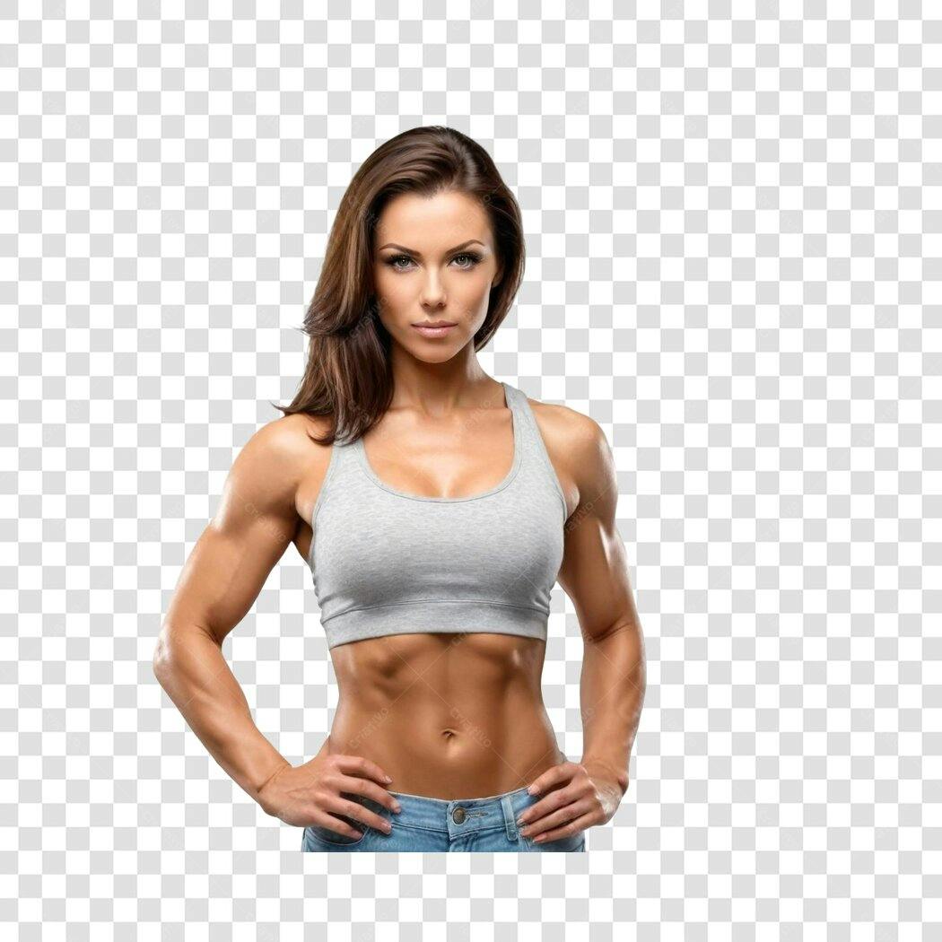 Foto Recortada Mulher Fitness Academia PNG Fundo Transparente