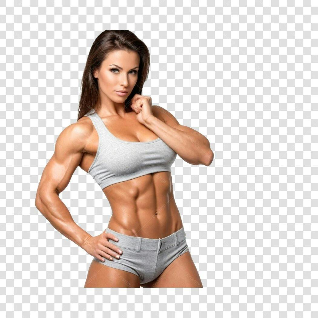 Foto Recortada Mulher Fitness Corpo Definido PNG Fundo Transparente