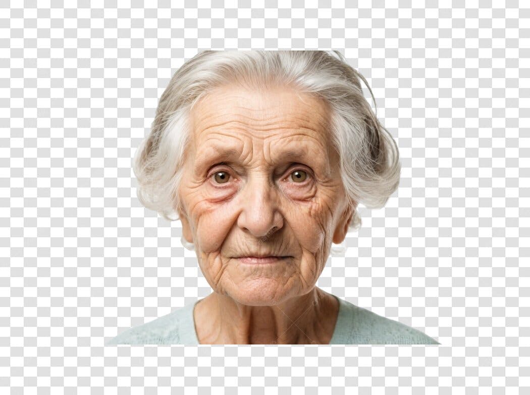 Foto Recortada Mulher Idosa Rosto Enrugado PNG Fundo Transparente