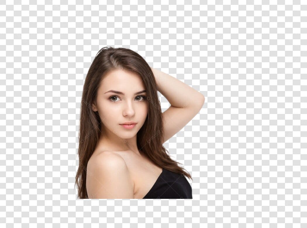 Foto Recortada Mulher Jovem Cabelo Castanho PNG Fundo Transparente