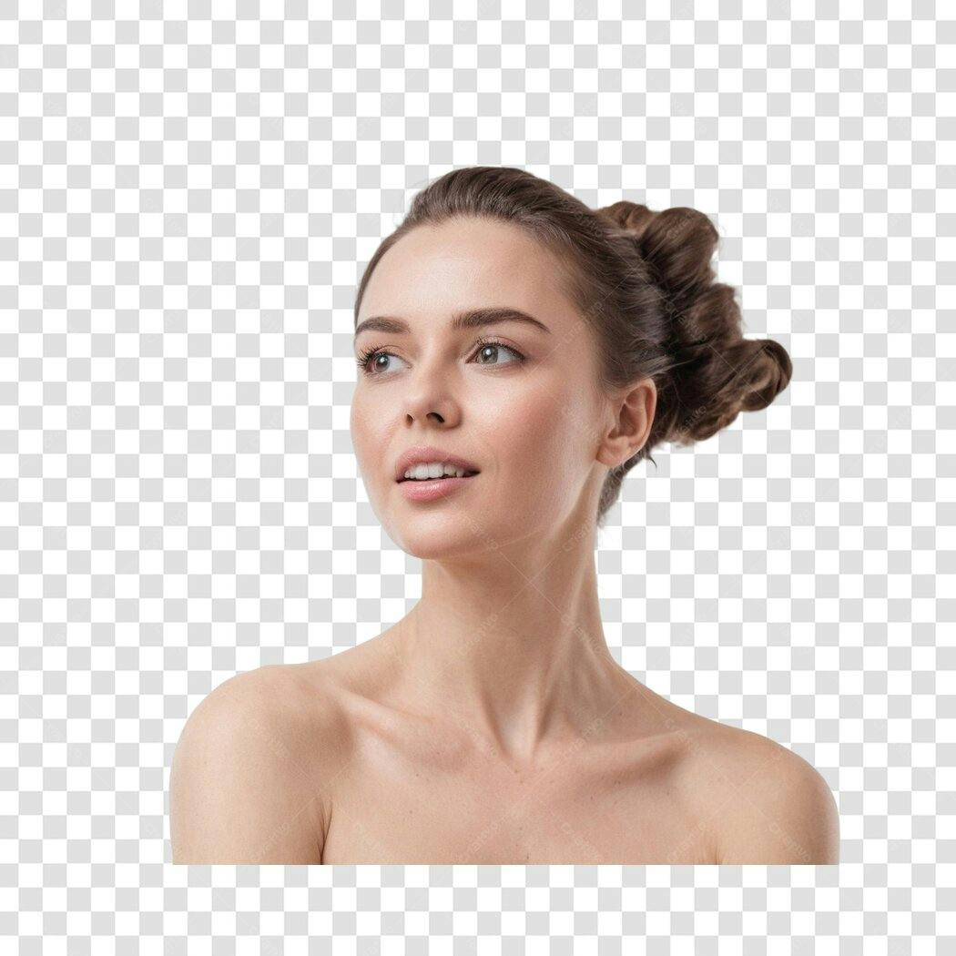 Foto Recortada Mulher Jovem Cabelo Preso PNG Fundo Transparente
