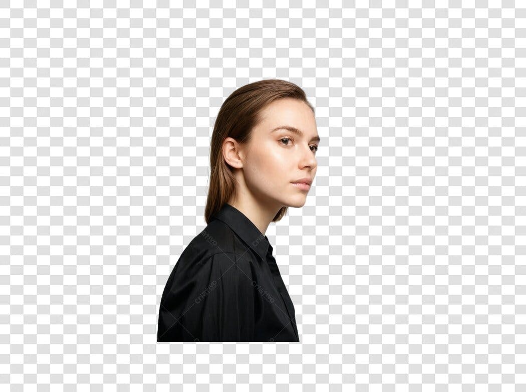 Foto Recortada Mulher Jovem Perfil PNG Fundo Transparente