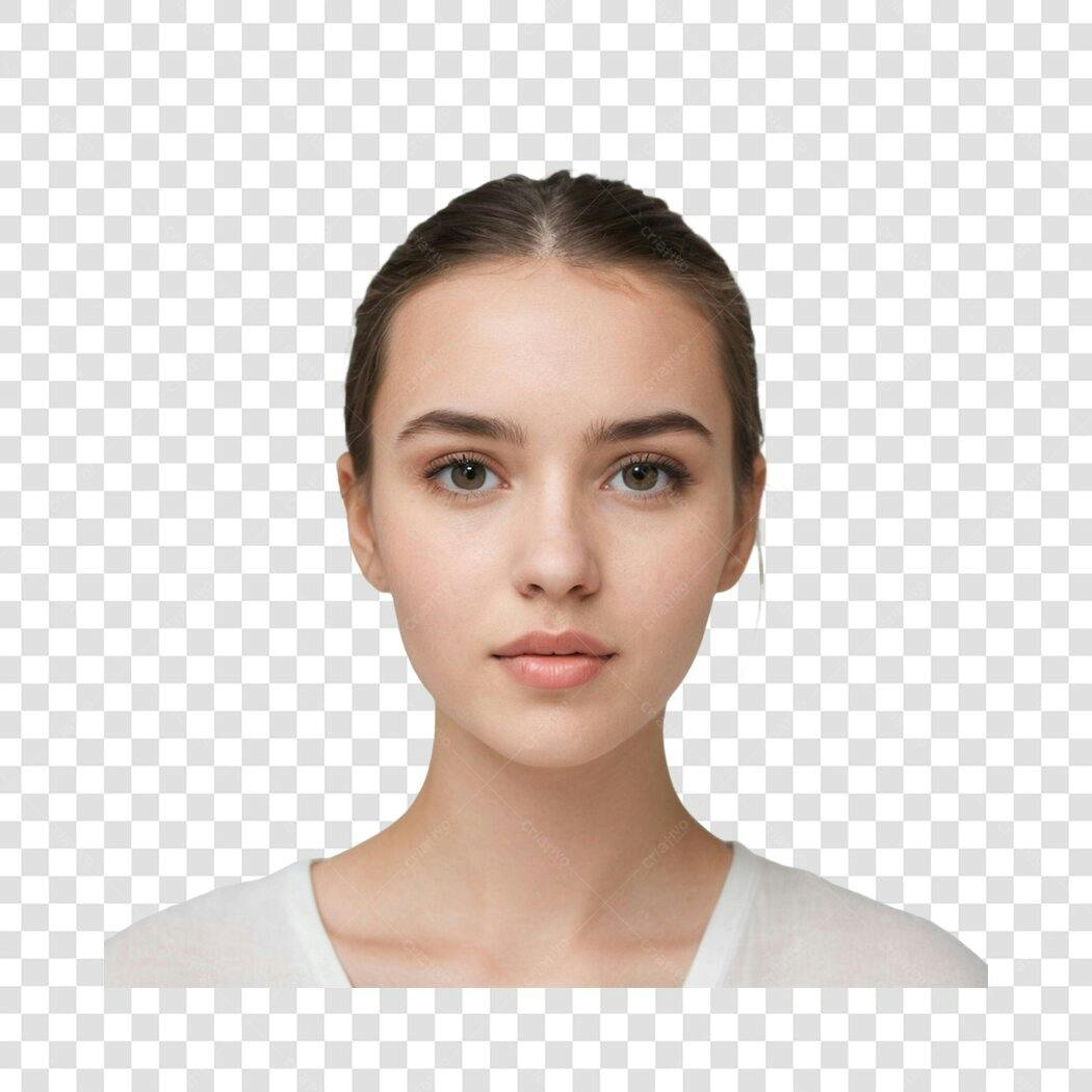Foto Recortada Mulher Jovem Rosto Neutro PNG Fundo Transparente