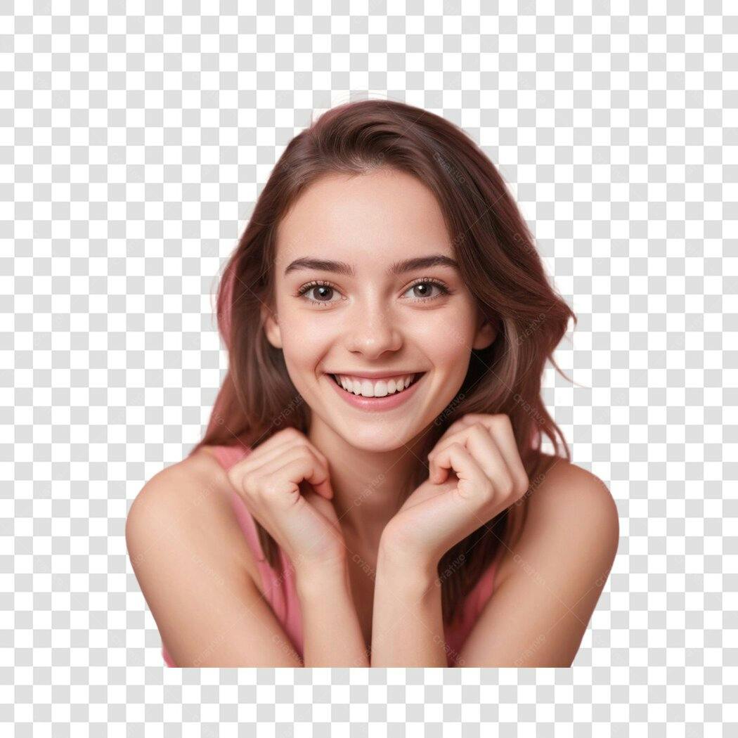 Foto Recortada Mulher Jovem Sorrindo Feliz PNG Fundo Transparente