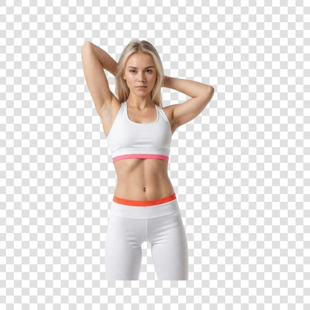 Foto Recortada Mulher Loira Fitness Academia PNG Fundo Transparente