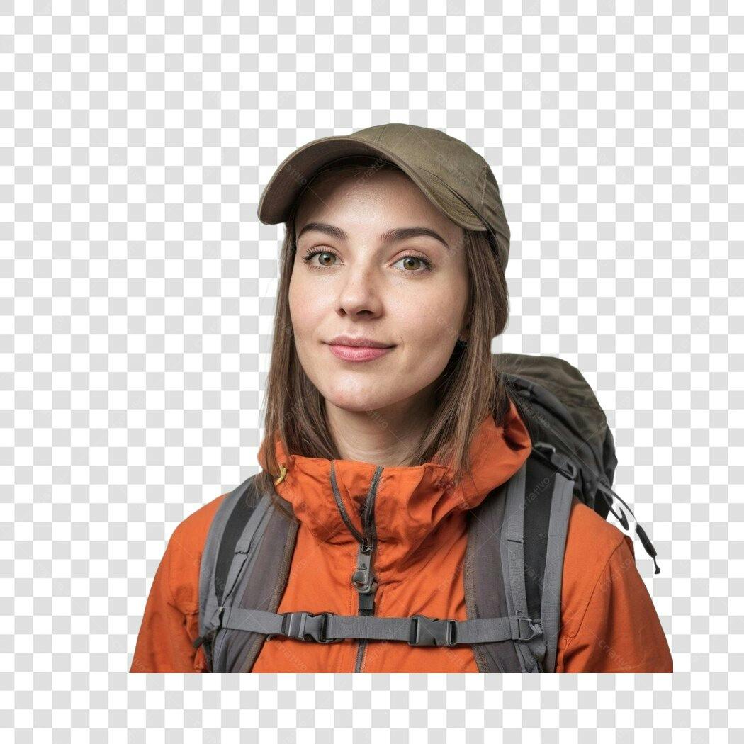 Foto Recortada Mulher Mochileira Aventureira PNG Fundo Transparente