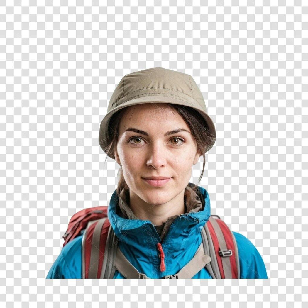 Foto Recortada Mulher Mochileira Chapéu PNG Fundo Transparente