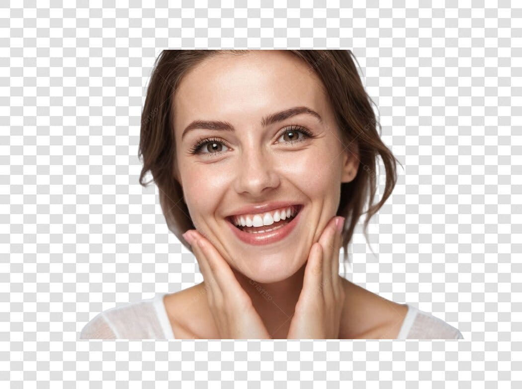 Foto Recortada Mulher Sorrindo Cuidado Facial PNG Fundo Transparente