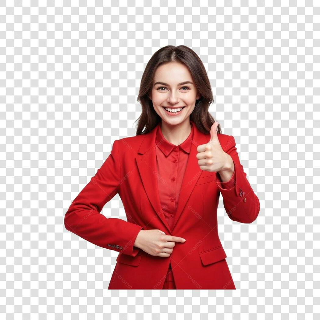 Foto Recortada Mulher Sorrindo Polegar Para Cima PNG Fundo Transparente