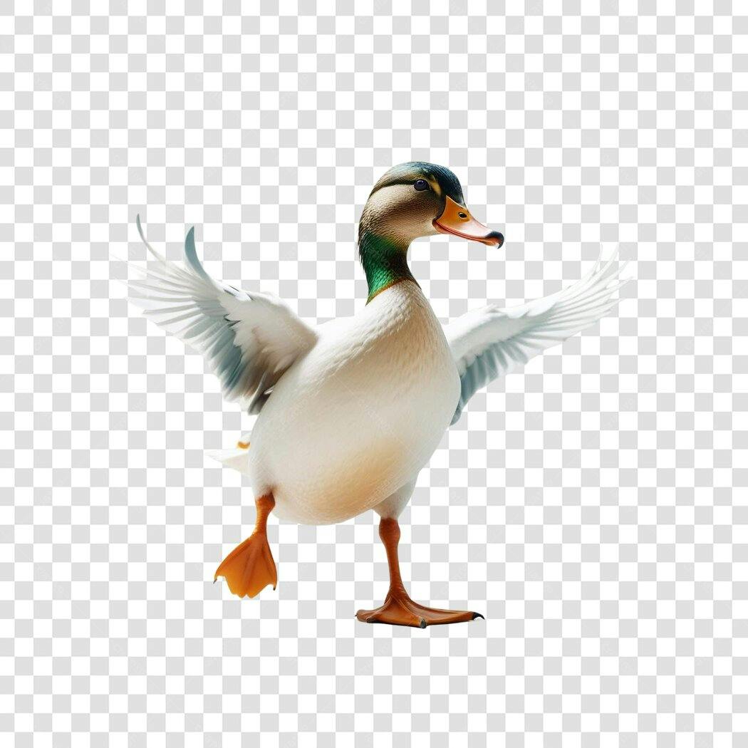 Foto Recortada Pato Marreco Asas Abertas PNG Fundo Transparente