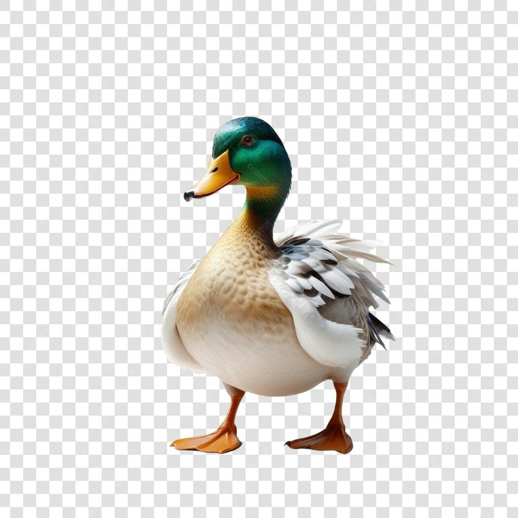Foto Recortada Pato Marreco Verde Laranja PNG Fundo Transparente
