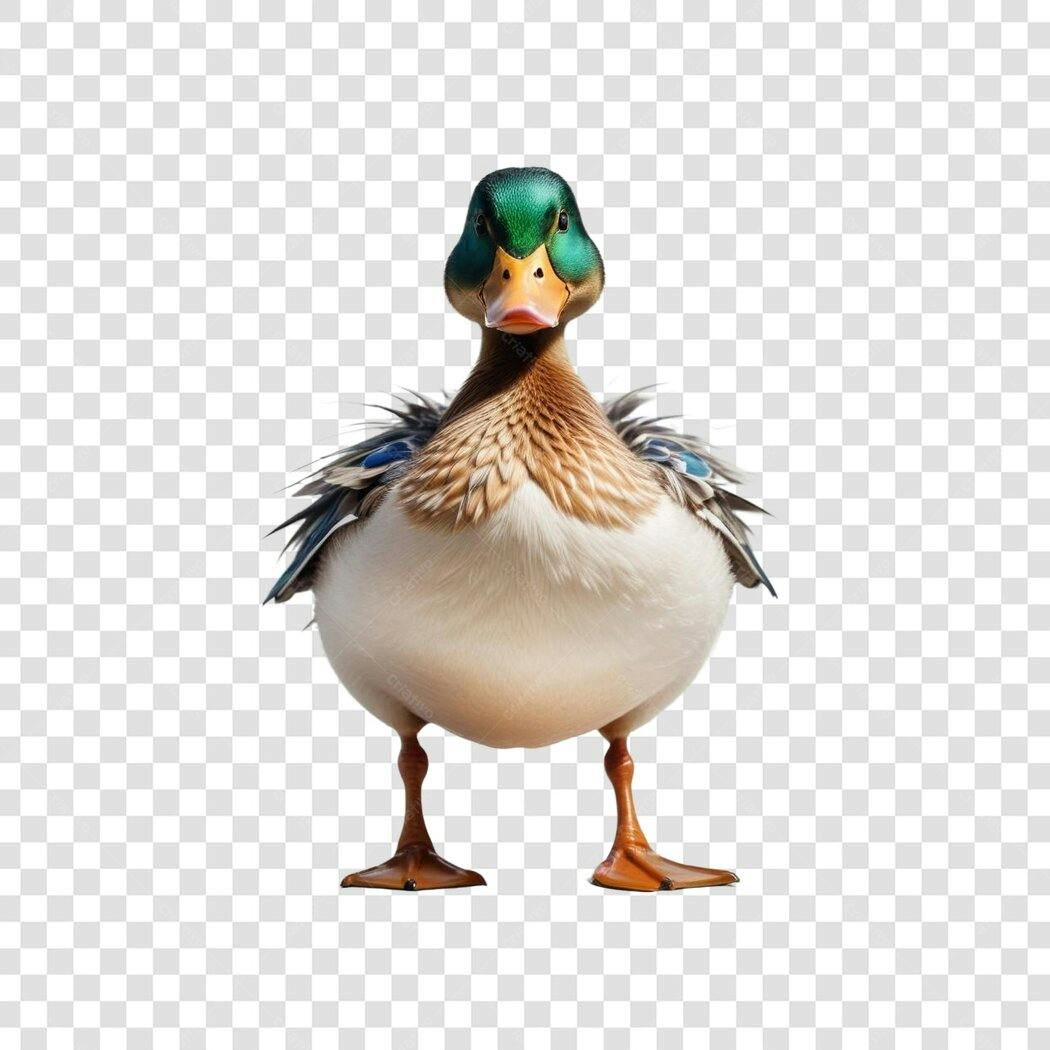 Foto Recortada Pato Marreco Verde Marrom PNG Fundo Transparente
