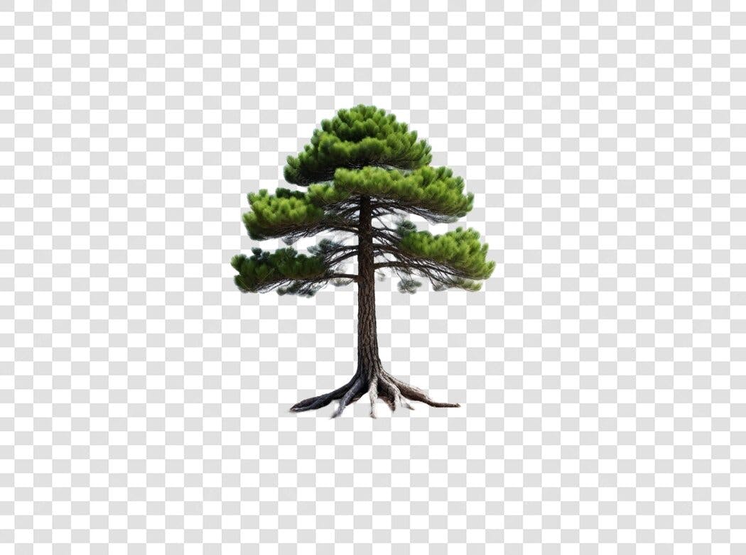 Foto Recortada Pinheiro Verde Raízes PNG Fundo Transparente