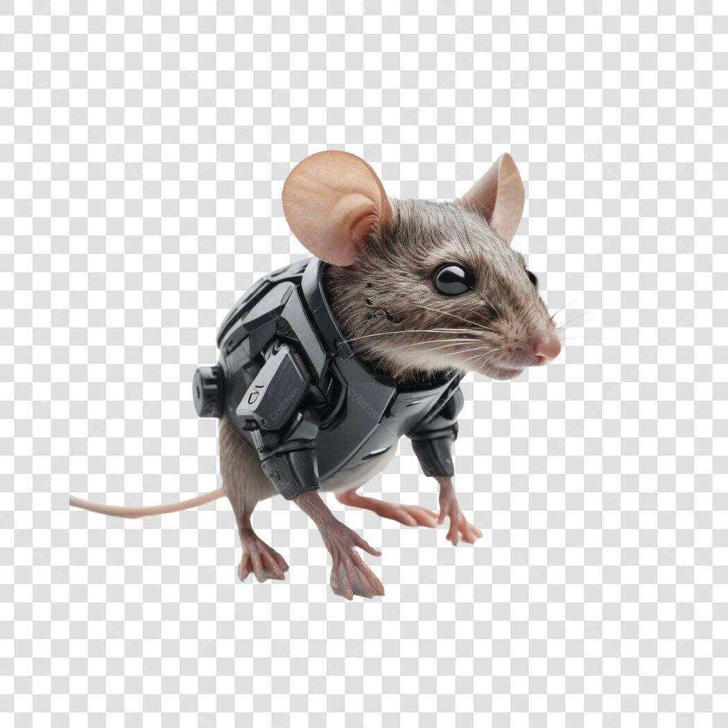 Foto Recortada Rato com Armadura Cyberpunk PNG Fundo Transparente