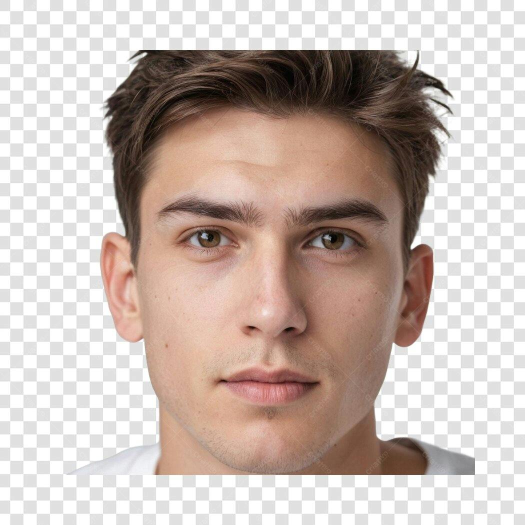 Foto Recortada Rosto Homem Jovem Olhando Frente PNG Fundo Transparente