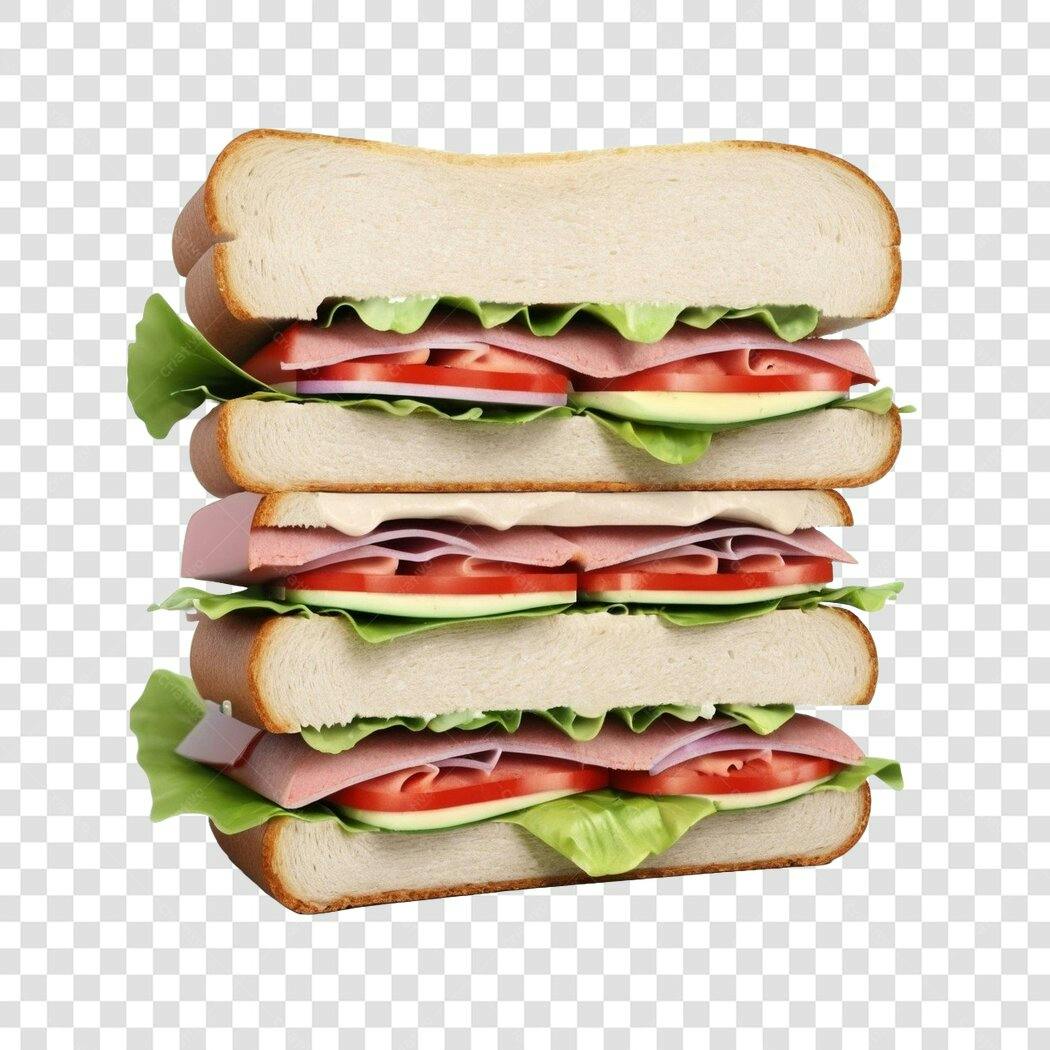 Foto Recortada Sanduíche Recheado Lanche PNG Fundo Transparente