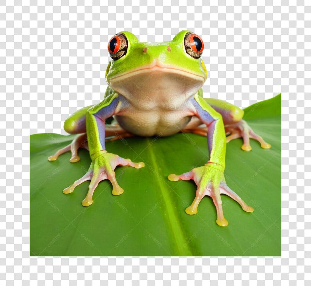 Foto Recortada Sapo Verde Folha PNG Fundo Transparente