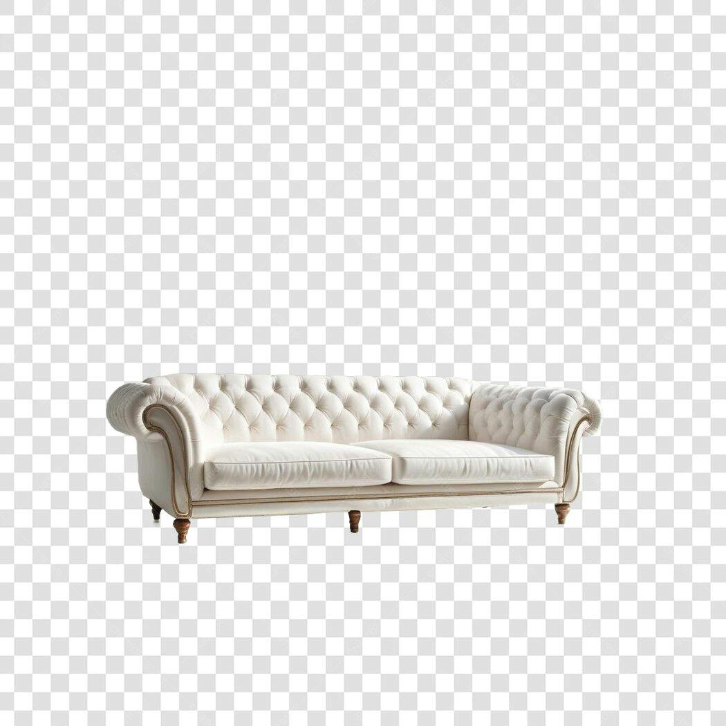 Foto Recortada Sofá Branco Estilo Chesterfield PNG Fundo Transparente