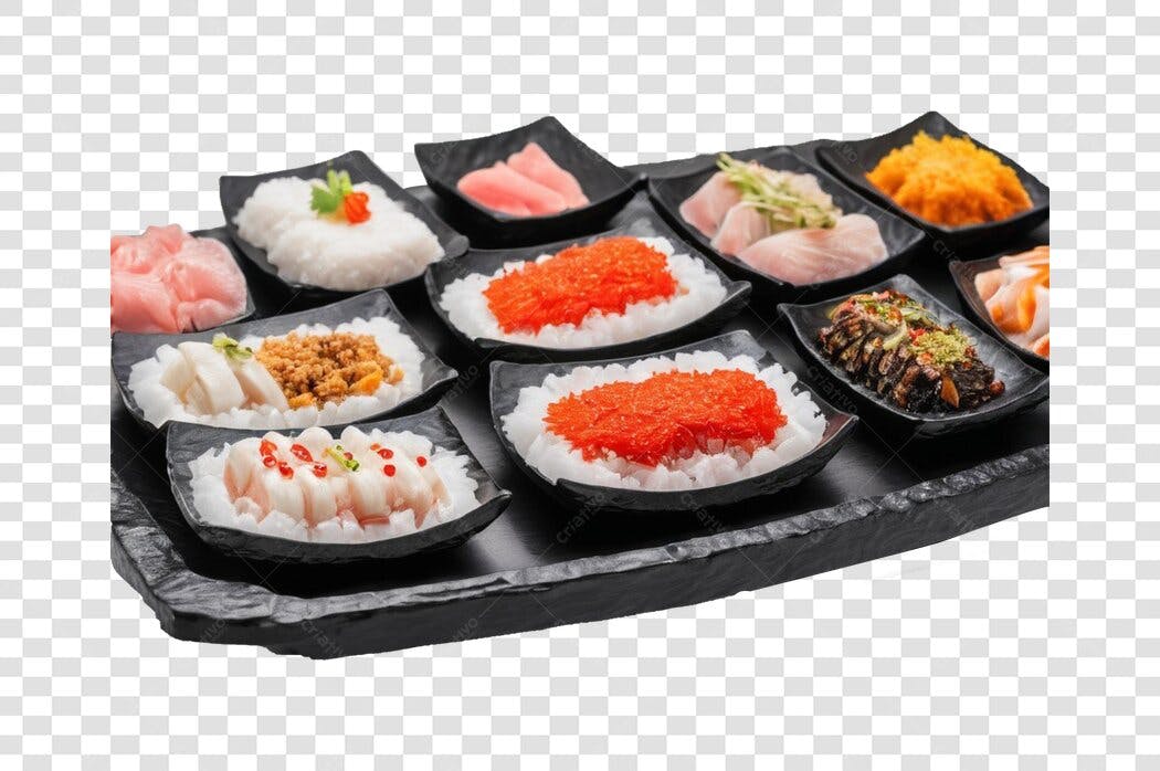 Foto Recortada Sushi Variado Comida Japonesa PNG Fundo Transparente