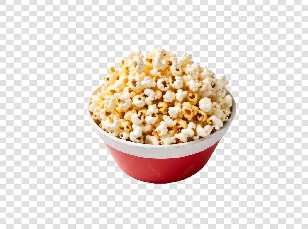 Foto Recortada Tigela de Pipoca Cinema PNG Fundo Transparente