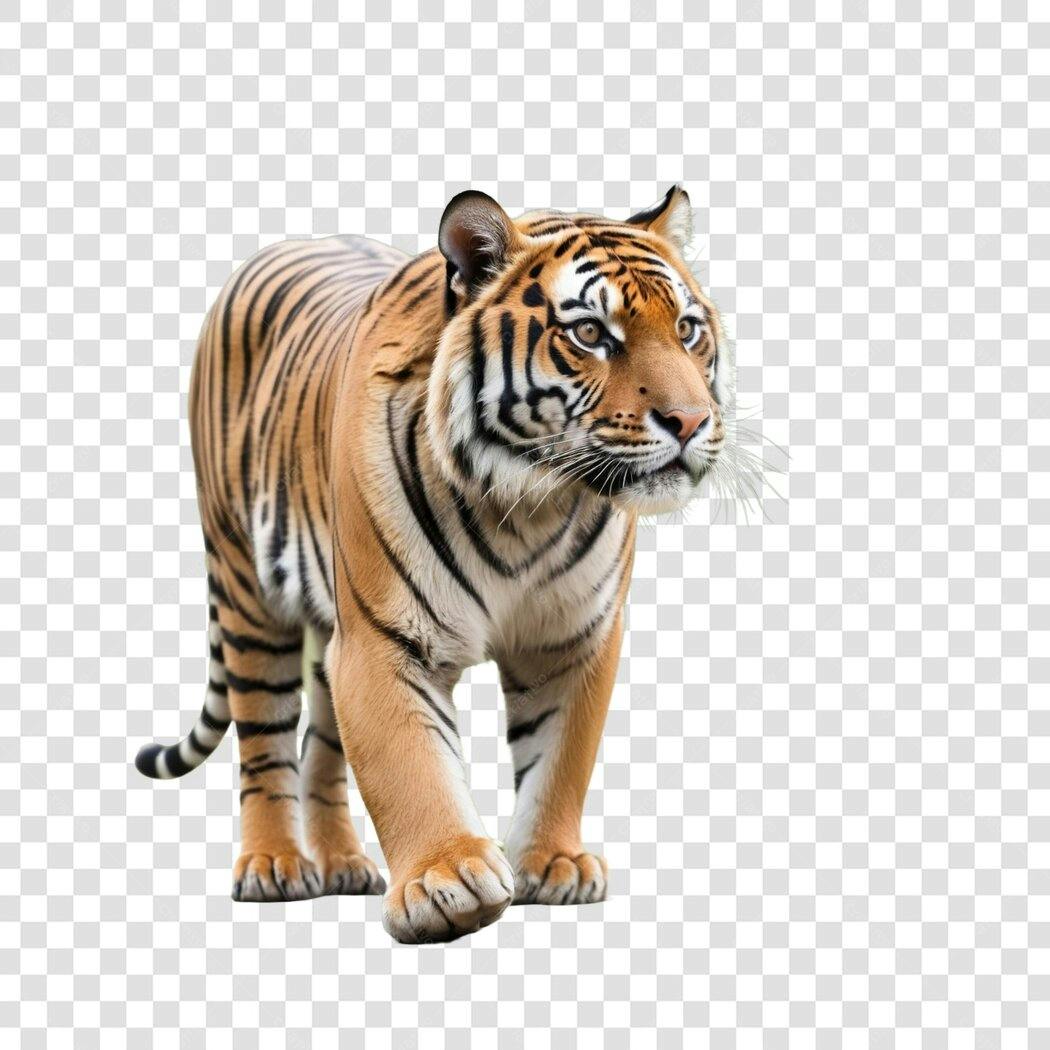 Foto Recortada Tigre Andando Fundo Transparente PNG