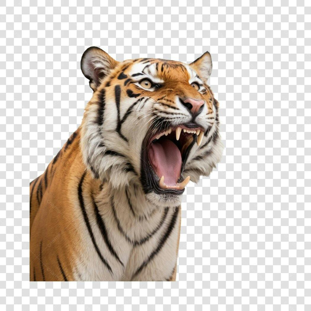 Foto Recortada Tigre Rugindo Fundo Transparente PNG