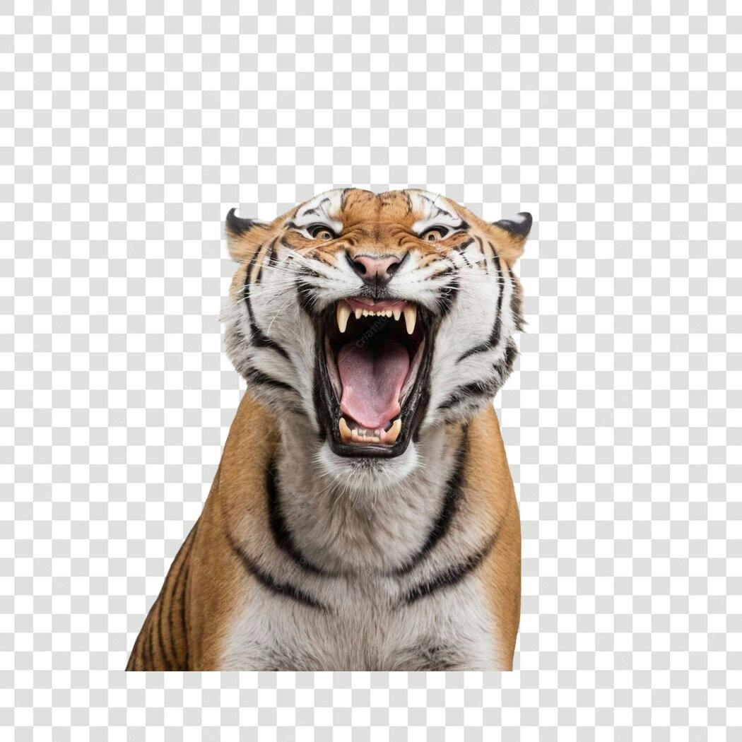Foto Recortada Tigre Rugindo Fundo Transparente PNG