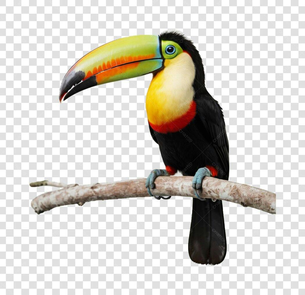Foto Recortada Tucano Bico Grande Pássaro PNG Fundo Transparente