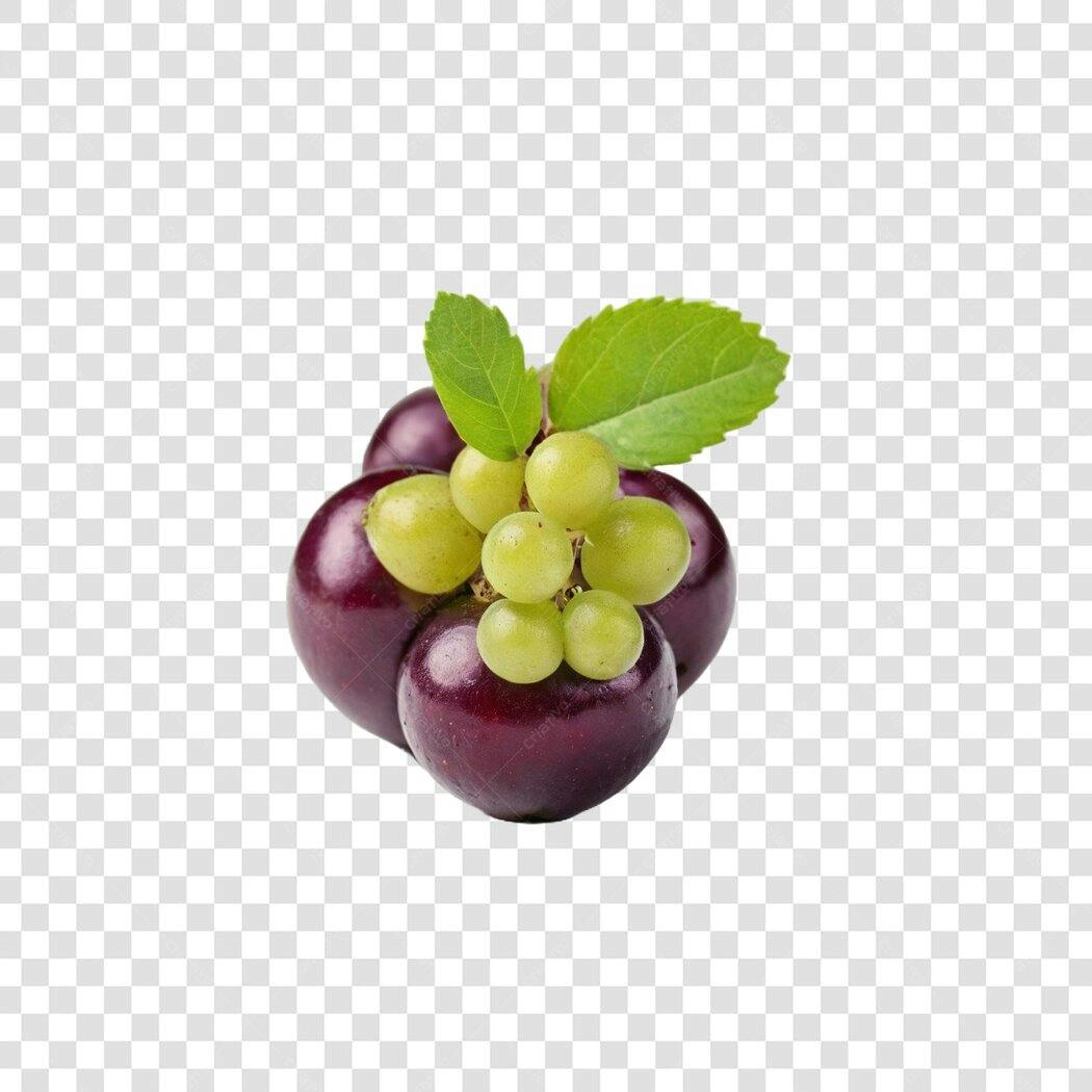 Foto Recortada Uvas Roxas e Verdes Frescas PNG Fundo Transparente