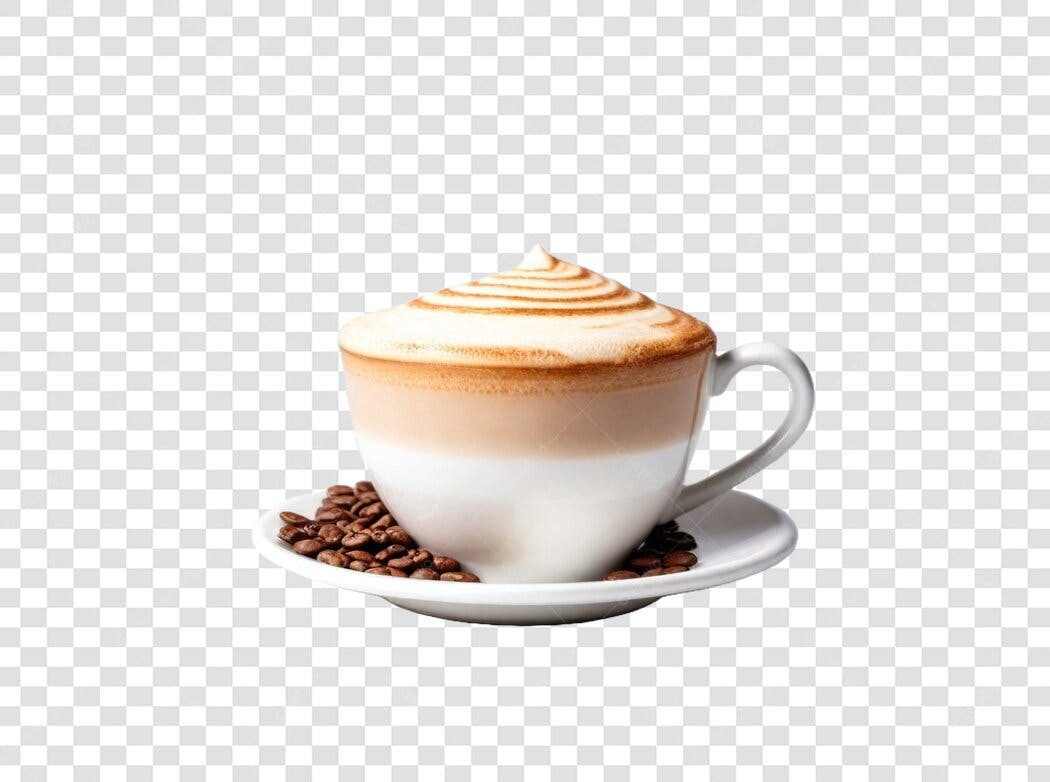 Foto Recortada Xícara Cappuccino Gráfico Café PNG Fundo Transparente