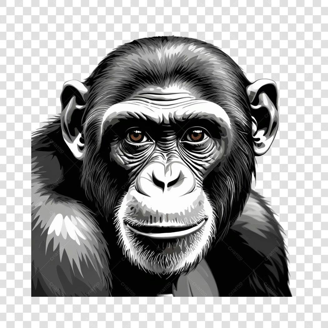 Ilustração Macaco Chimpanzé Realista PNG Fundo Transparente