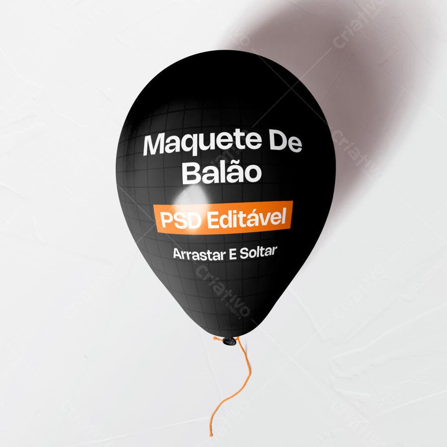 Mockup Balão Festa Aniversário Flutuando Fundo Branco Editável