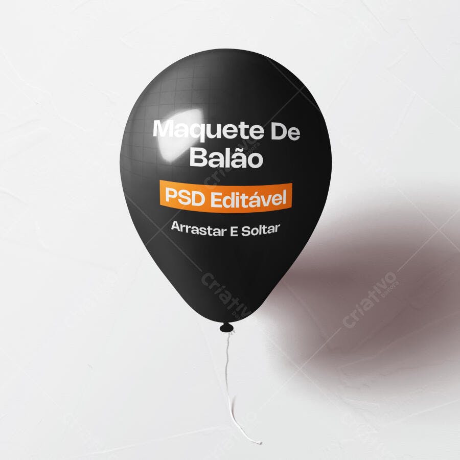 Mockup Balão Festa Aniversário Flutuante Fundo Branco Editável