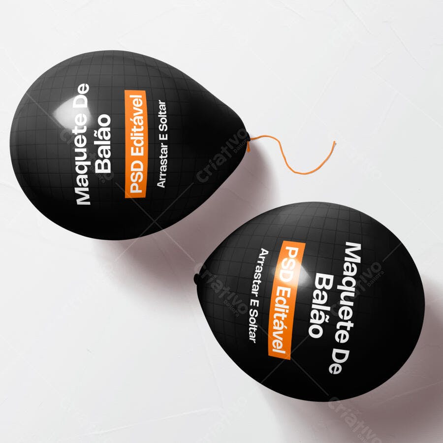 Mockup Balão Preto Vista Superior Fundo Branco Editável