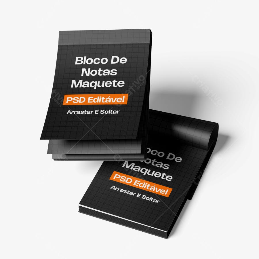 Mockup Bloco de Notas Espiral Fundo Branco Editável