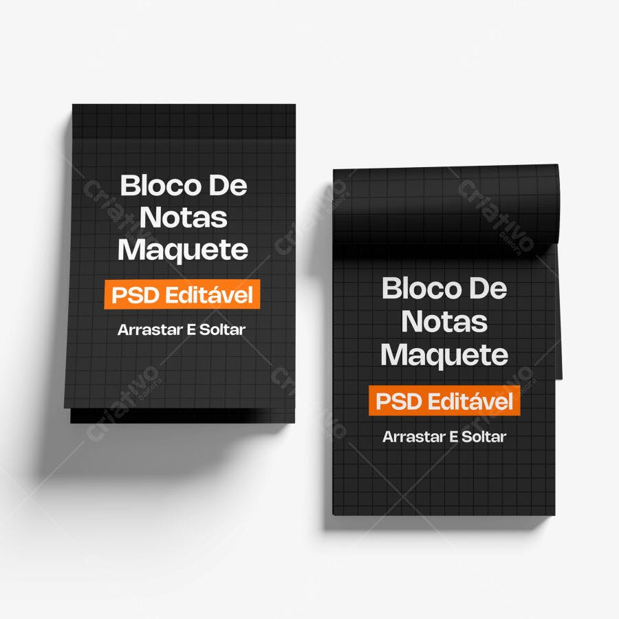 Mockup Bloco de Notas Espiral Fundo Branco Editável
