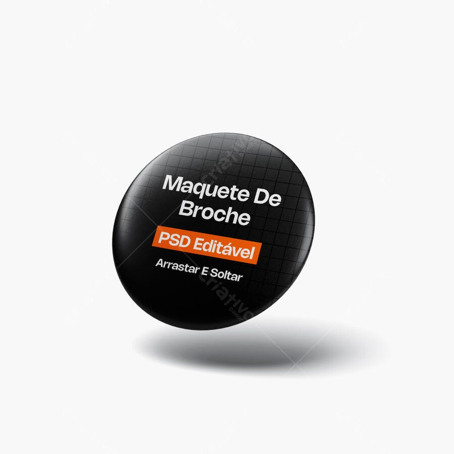 Mockup Broche Botton Redondo Flutuante Fundo Branco Editável