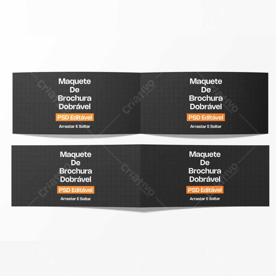 Mockup Brochura Dobrável Frente e Verso Fundo Branco Editável