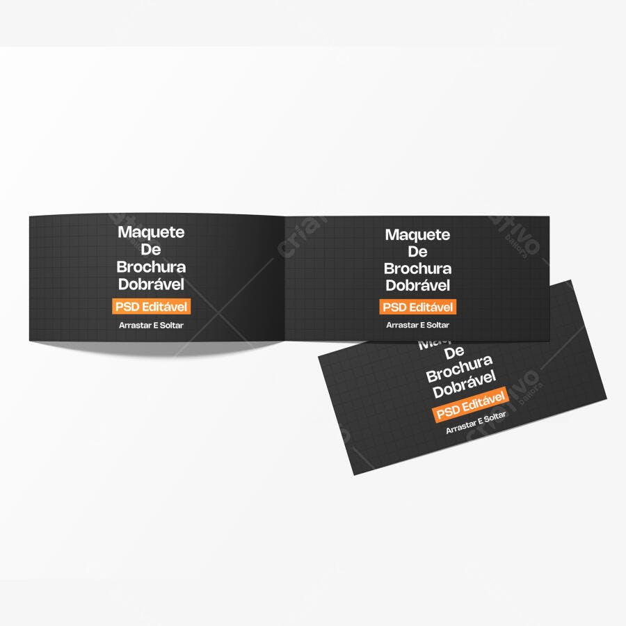 Mockup Brochura Dobrável Papel Fundo Branco Editável