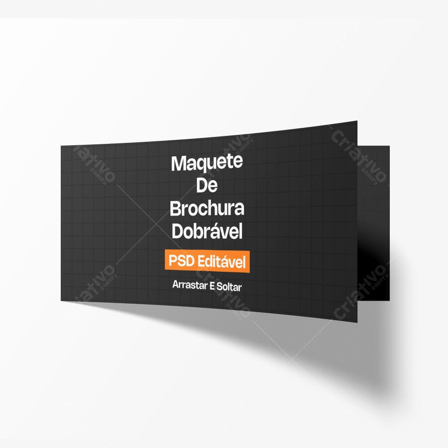 Mockup Brochura Dobrável Papel Fundo Branco Editável