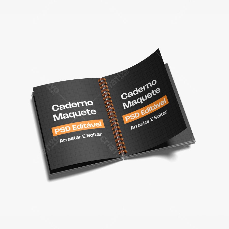 Mockup Caderno Espiral Aberto Vista Superior Editável