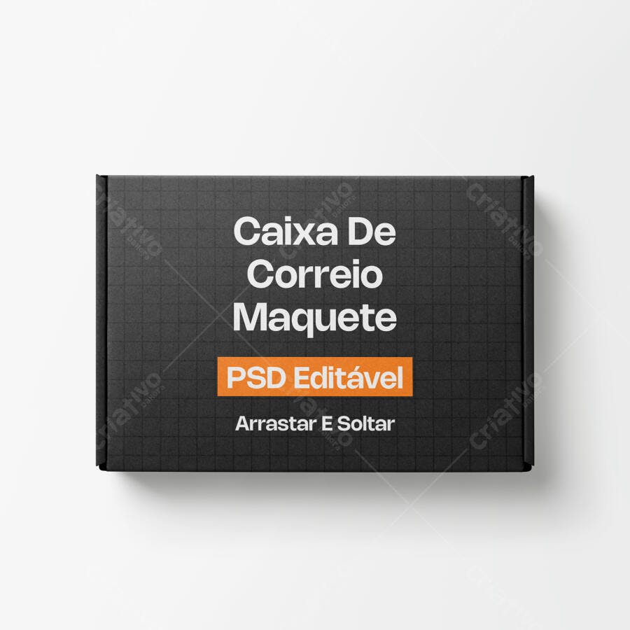 Mockup Caixa de Correio Preta Vista Superior Editável