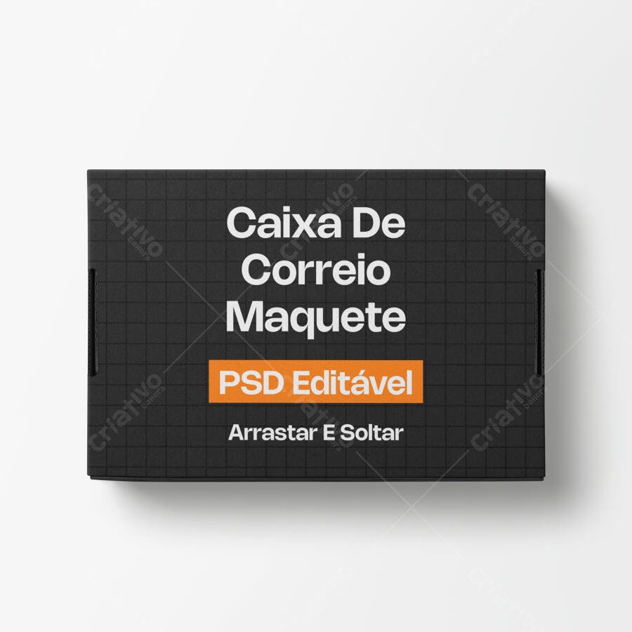 Mockup Caixa de Correio Preta Vista Superior Editável