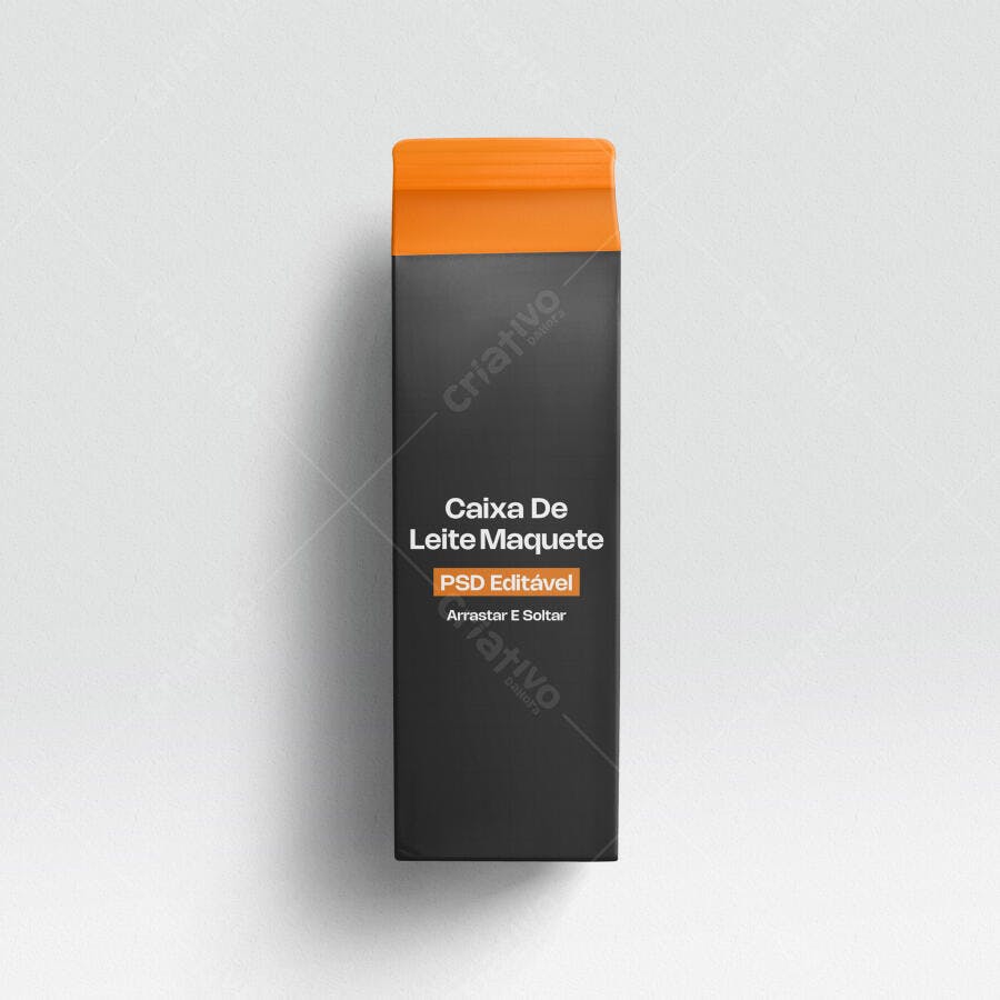 Mockup Caixa de Leite Tetra Pak Frontal Fundo Branco Editável