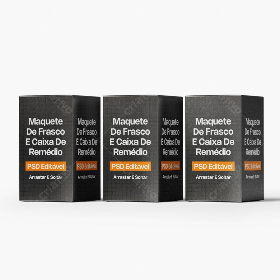 Mockup Caixa de Remédio Frasco Farmacêutico Fundo Branco Editável